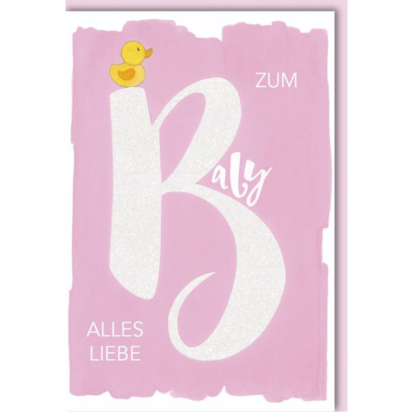 Geburt Baby Freudiges Ereignis Karte mit Umschlag Quietscheente auf B Mädchen