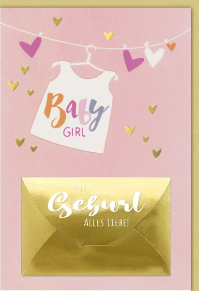 Geburt – Baby – Freudiges Ereignis – Geldkarte - Karte mit Umschlag