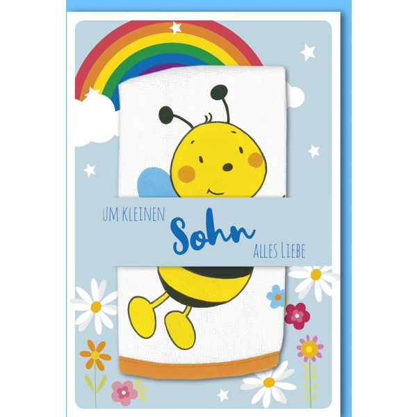 Geburt Baby Freudiges Ereignis Glückwunschkarte mit Lätzchen Zum kleinen Sohn alles Liebe