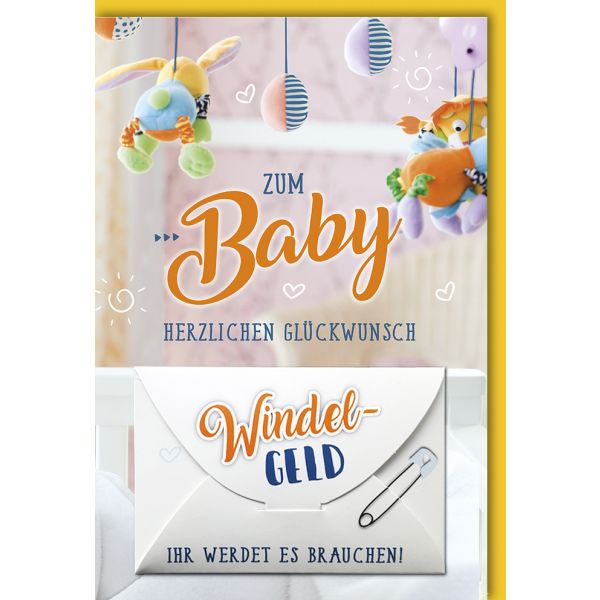 Geburt Baby Freudiges Ereignis Geldgeschenkkarte mit Geldkuvert und Briefumschlag Windelgeld