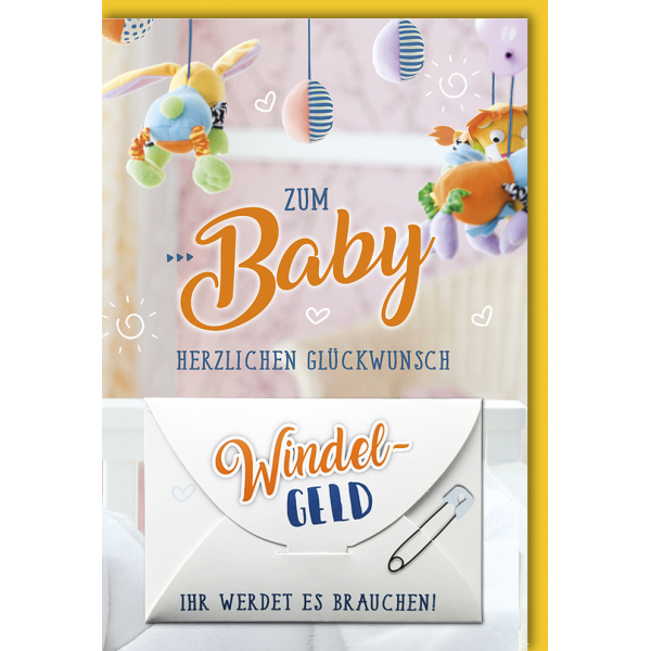 Geburt Baby Freudiges Ereignis Geldgeschenkkarte mit Geldkuvert und Briefumschlag Windelgeld