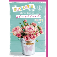 Gutschein Glückwunschkarte mit Umschlag Rosa Rosen...
