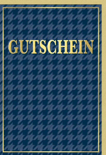 Gutschein - Glückwunschkarte im Format 11,5 x 17 cm mit Umschlag - Goldener Rahmen - Verlag Dominique