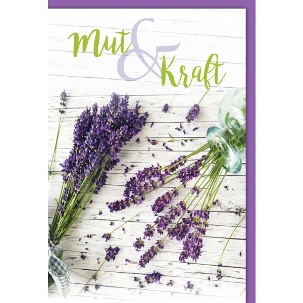 A Genesung Glückwunschkarte mit Umschlag Lavendel "Mut & Kraft"