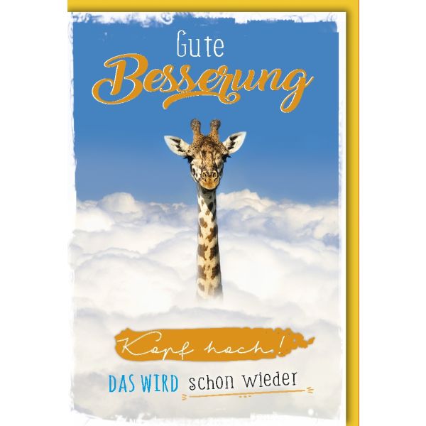 A Genesung Glückwunschkarte mit Umschlag Giraffe