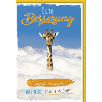 A Genesung Glückwunschkarte mit Umschlag Giraffe