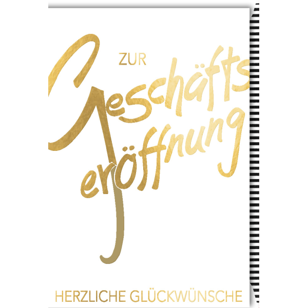 A Geschäftseröffnung Glückwunschkarte mit Umschlag Goldene Schrift