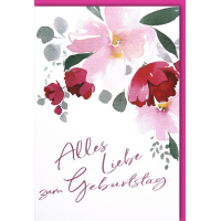 Geburtstag Bunte Blüten rot und pink Alles Liebe...