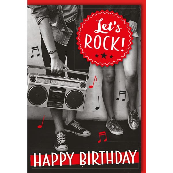 Geburtstag   Glückwunschkarte mit Umschlag Radio Lets Rock Happy Birthday