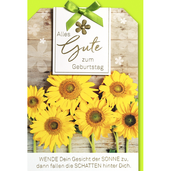 A Geburtstag Glückwunschkarte mit Umschlag Sonnenblumen Alles Gute