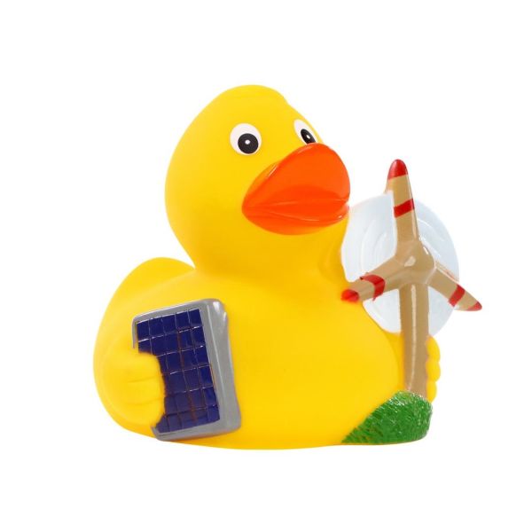 Alternative Energien Quietscheente Badeente ca. 8 cm gross Solarenergie Windkraft