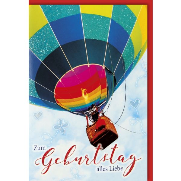 Geburtstag   Glückwunschkarte mit Umschlag Heißluftballon Alles Liebe