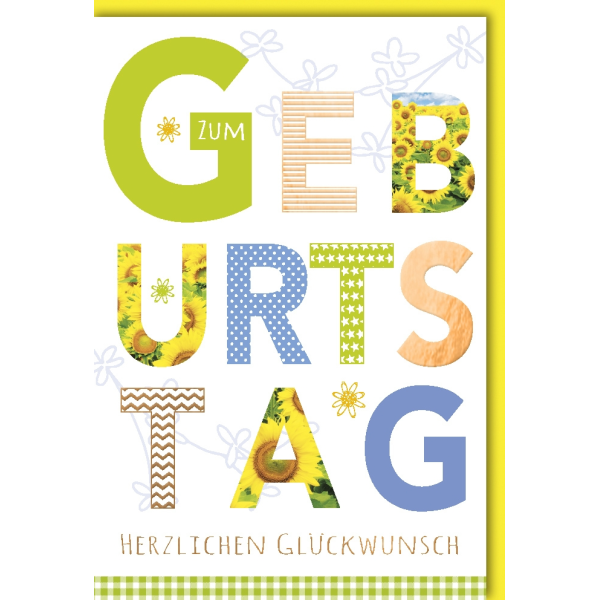 Geburtstag Bunte Buchstaben Herzlichen Glückwunsch Glückwunschkarte mit Umschlag