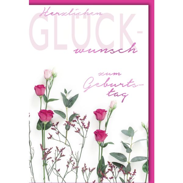Geburtstag Rosen Glückwunsch Glückwunschkarte mit Umschlag