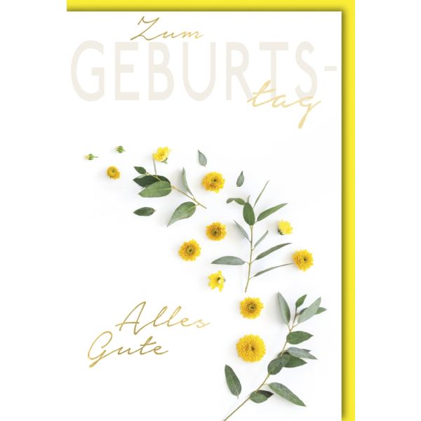 Geburtstag Glückwunschkarte mit Umschlag Blüten Blätter Alles Gute