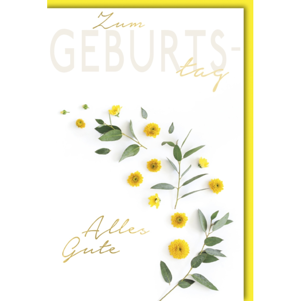 Geburtstag Glückwunschkarte mit Umschlag Blüten Blätter Alles Gute