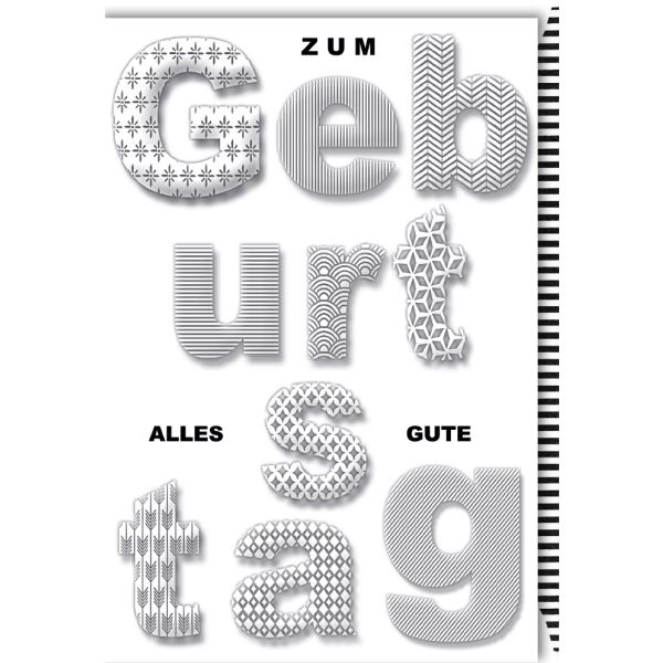 Geburtstag Glückwunschkarte mit Umschlag Buchstaben mit Prägung Alles Gute
