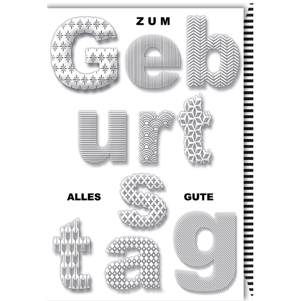 Geburtstag Glückwunschkarte mit Umschlag Buchstaben mit Prägung Alles Gute