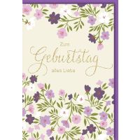 Geburtstag Glückwunschkarte mit Umschlag - Blumen Lila