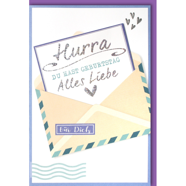 Geburtstag Glückwunschkarte mit Umschlag Hurra Alles Liebe Für Dich
