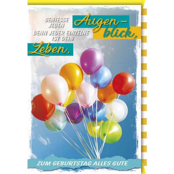 A Geburtstag Glückwunschkarte mit Umschlag Luftballons Genieße jeden Augenblick Alles Gute