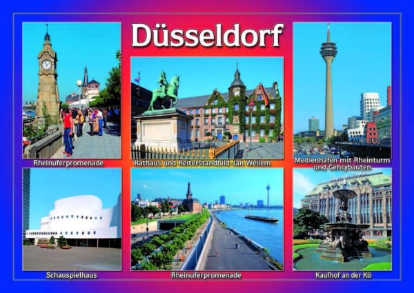Postkarte – Ansichtskarte - Düsseldorf - Weltpostkarte im Format 10,5 x 15cm