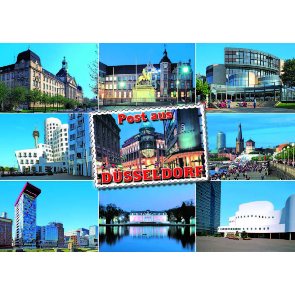 Postkarte Ansichtskarte Düsseldorf Weltpostkarte im Format 10,5 x 15cm Post aus Düsseldorf