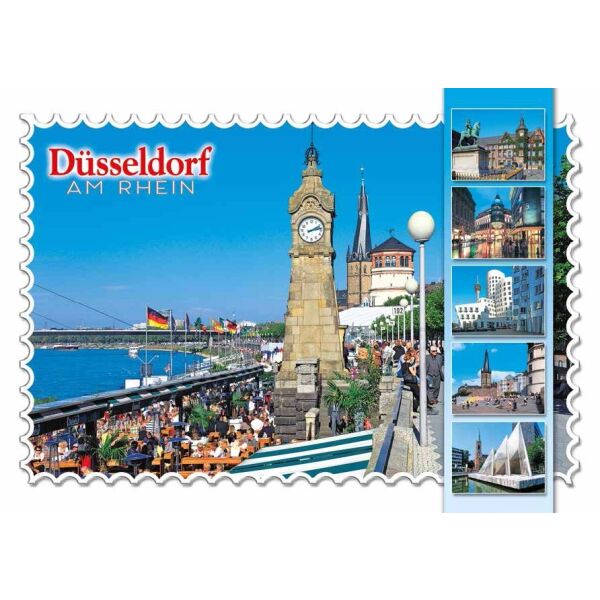 Postkarte Ansichtskarte Düsseldorf Weltpostkarte im Format 10,5 x 15cm Rheinpromenade
