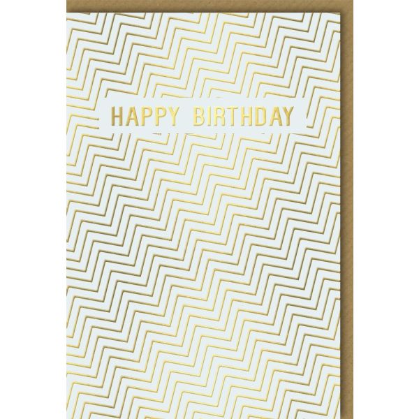 Geburtstag Goldene Zickzack Linien Happy Birthday Glückwunschkarte mit Umschlag