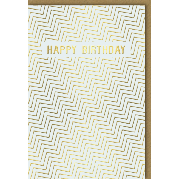 Geburtstag Goldene Zickzack Linien Happy Birthday Glückwunschkarte mit Umschlag