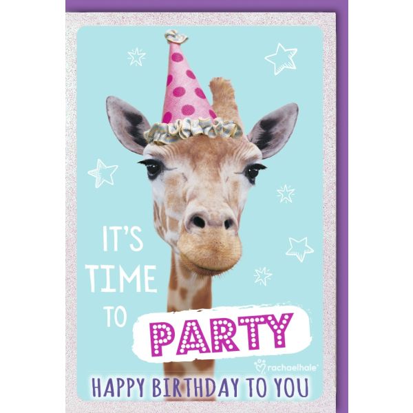 Geburtstag Bunte Giraffe Time to Party Glückwunschkarte mit Umschlag