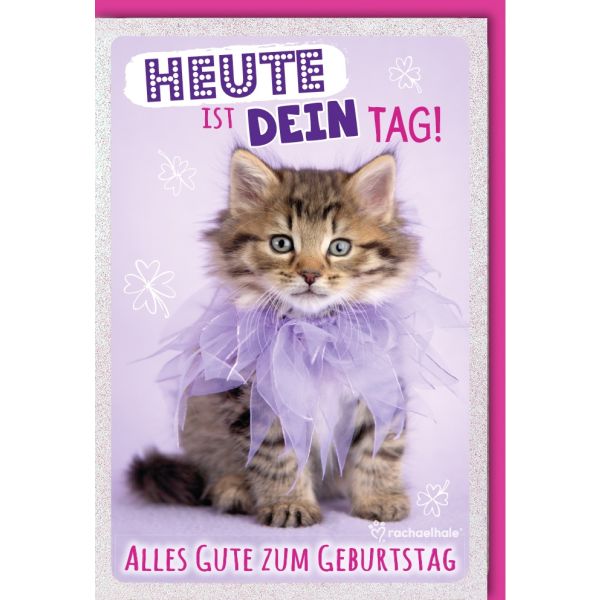 Geburtstag Glückwunschkarte mit Umschlag - Heute ist dein Tag - Katze