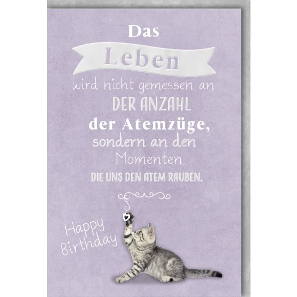 Geburtstag Glückwunschkarte mit Umschlag Katzenbaby Leben Momente Happy Birthday
