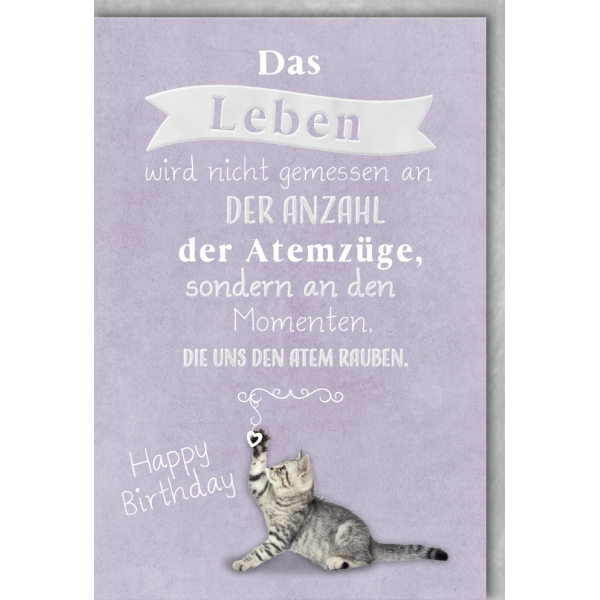 Geburtstag Glückwunschkarte mit Umschlag Katzenbaby Leben Momente Happy Birthday
