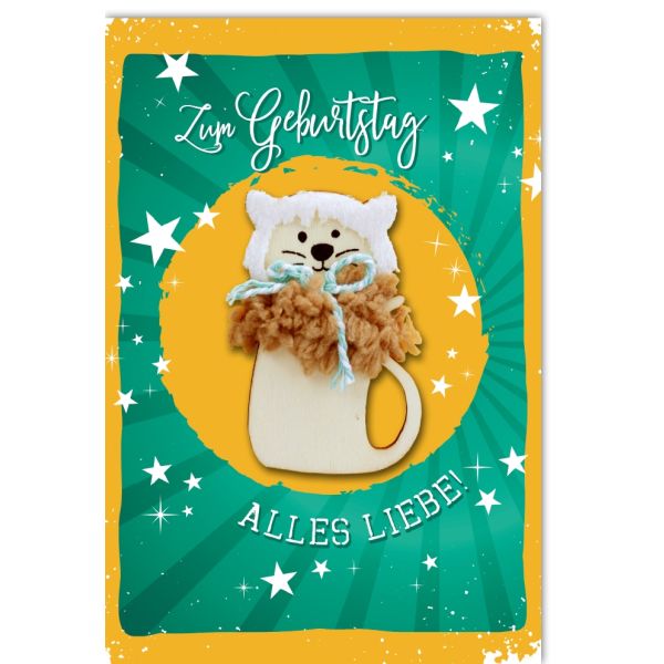 Geburtstag Glückwunschkarte mit Umschlag Katze Flauschkragen Alles Liebe