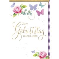 Geburtstag Pfingstrosen Schmetterlinge Alles Liebe...