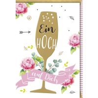 Geburtstag Goldenes Sektglas Pfingstrosen Ein Hoch auf...