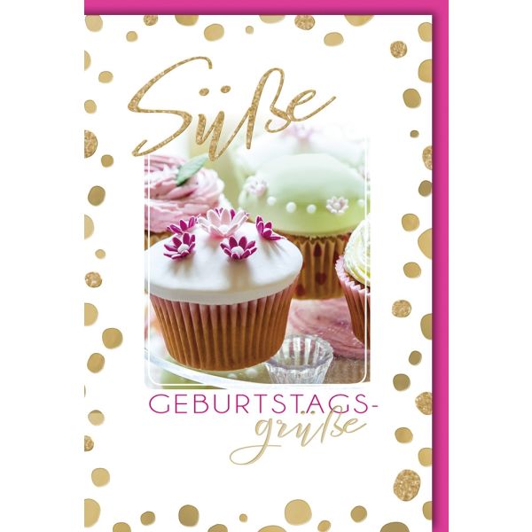 Geburtstag Glückwunschkarte mit Umschlag Muffins Süße Grüße