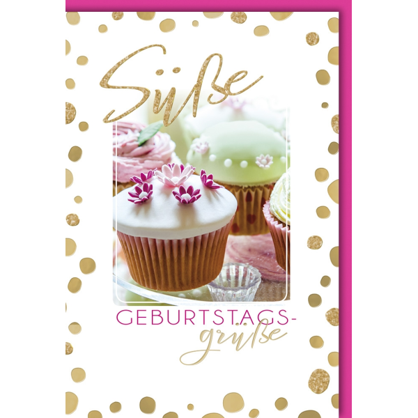 Geburtstag Glückwunschkarte mit Umschlag Muffins Süße Grüße