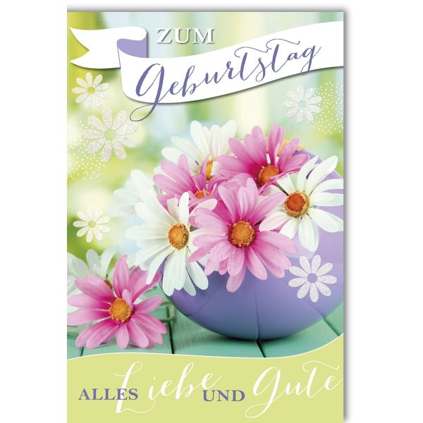 Geburtstag Glückwunschkarte mit Umschlag Margeriten Alles Liebe und Gute
