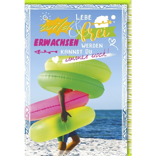 Geburtstag Bunte Schwimmreifen Frei Erwachsen Glückwunschkarte mit Umschlag