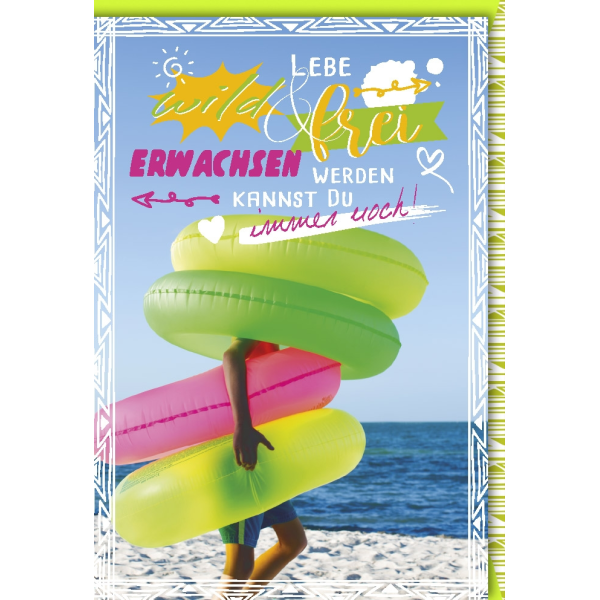 Geburtstag Bunte Schwimmreifen Frei Erwachsen Glückwunschkarte mit Umschlag