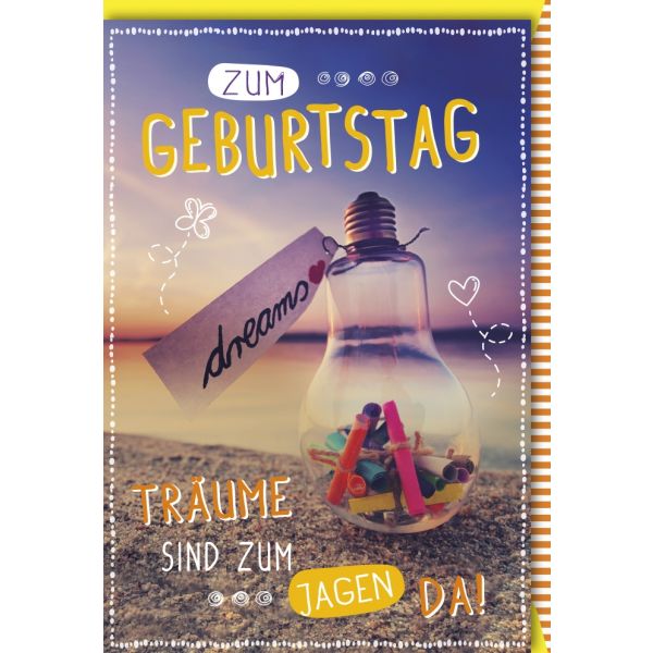A Geburtstag Träume sind zum jagen da Glückwunschkarte mit Umschlag