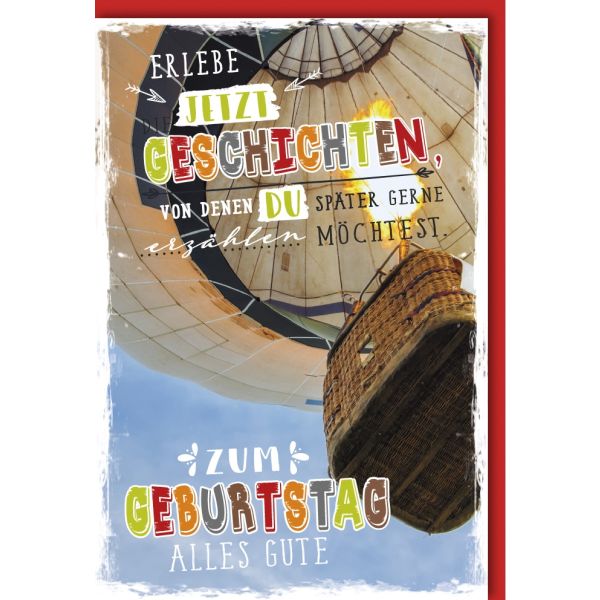 Geburtstag Glückwunschkarte mit Umschlag - Erlebe Geschichten