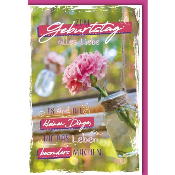 Geburtstag Glückwunschkarte mit Umschlag Pfingstrose Kleine Dinge des Lebens Alles Liebe