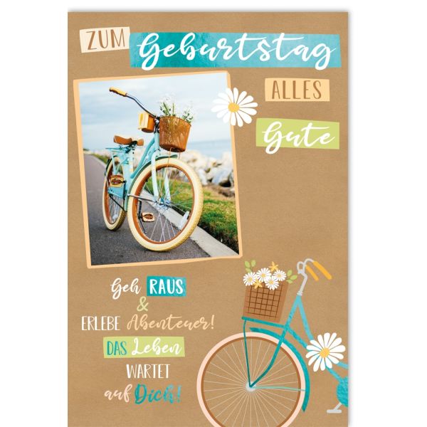 Geburtstag Glückwunschkarte mit Umschlag Hollandrad