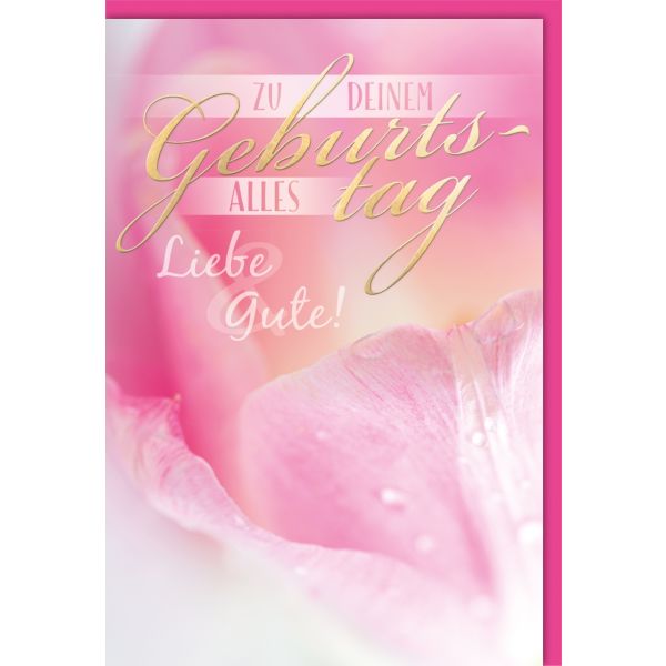 Geburtstag Rosa Blüte Alles Liebe und Gute Glückwunschkarte mit Umschlag