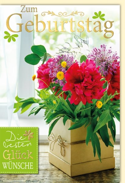 Geburtstag - Glückwunschkarte im Format 11,5 x 17 cm mit Umschlag - Blumen in Geschenkbox - Verlag Dominique