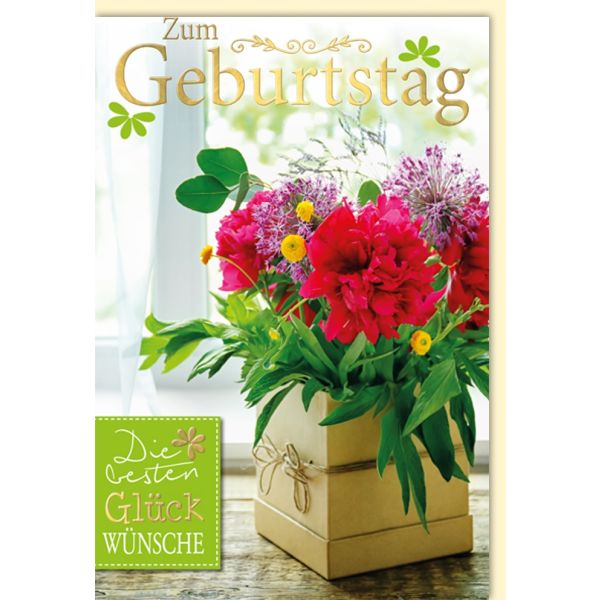 Geburtstag Glückwunschkarte mit Umschlag Blumen in Geschenkbox