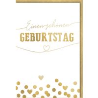 Geburtstag Herz Punkte Gold Glückwunschkarte mit...
